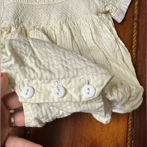 Strasburg Yellow/White Hand Smocked Bubble for Newborn - Picture 8 of 11